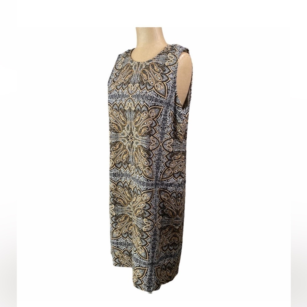 J.Jill Women's Sleeveless Black/Tan Paisley Textured Dress Size SP - Picture 3 of 9